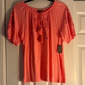 Style & Co. Coral Blouse with Embroidered Details